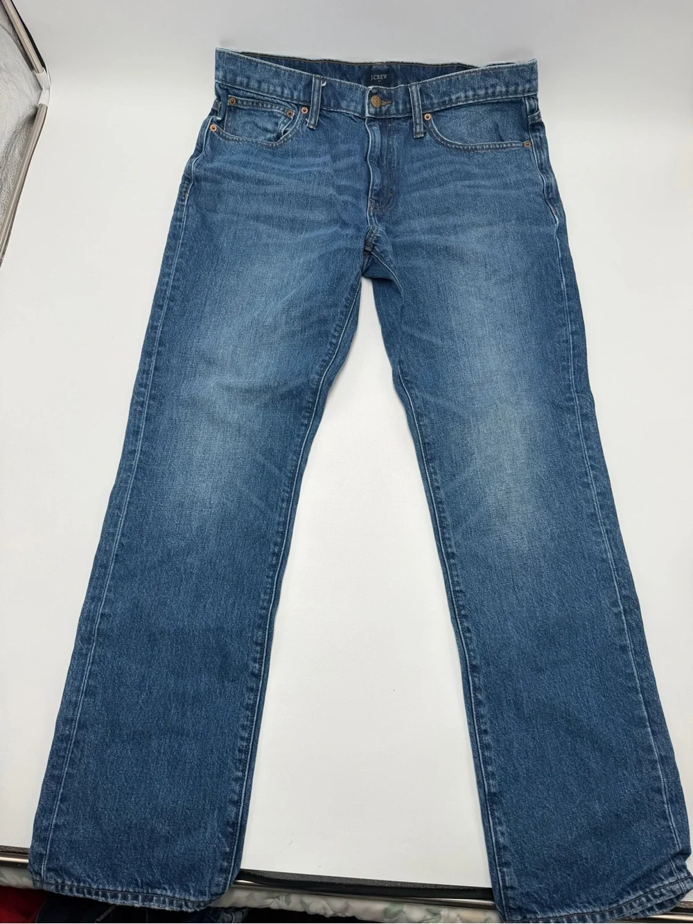 J.Crew Mens Straight Fit Jeans 34x32 Medium Wash Stretch Denim Blue